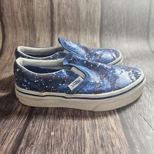 Vans Kids Unisex Nautical Blue Galactic Slip On Sneakers Size 12